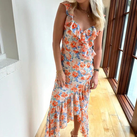 ASTR The Label Sweetheart Floral Ruffle Mido Dress size S - Picture 4 of 10